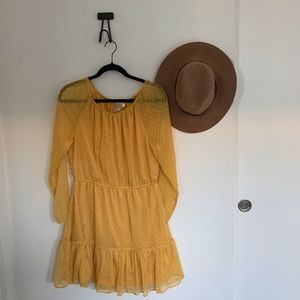 Golden Yellow Long Sleeve Mini Dress